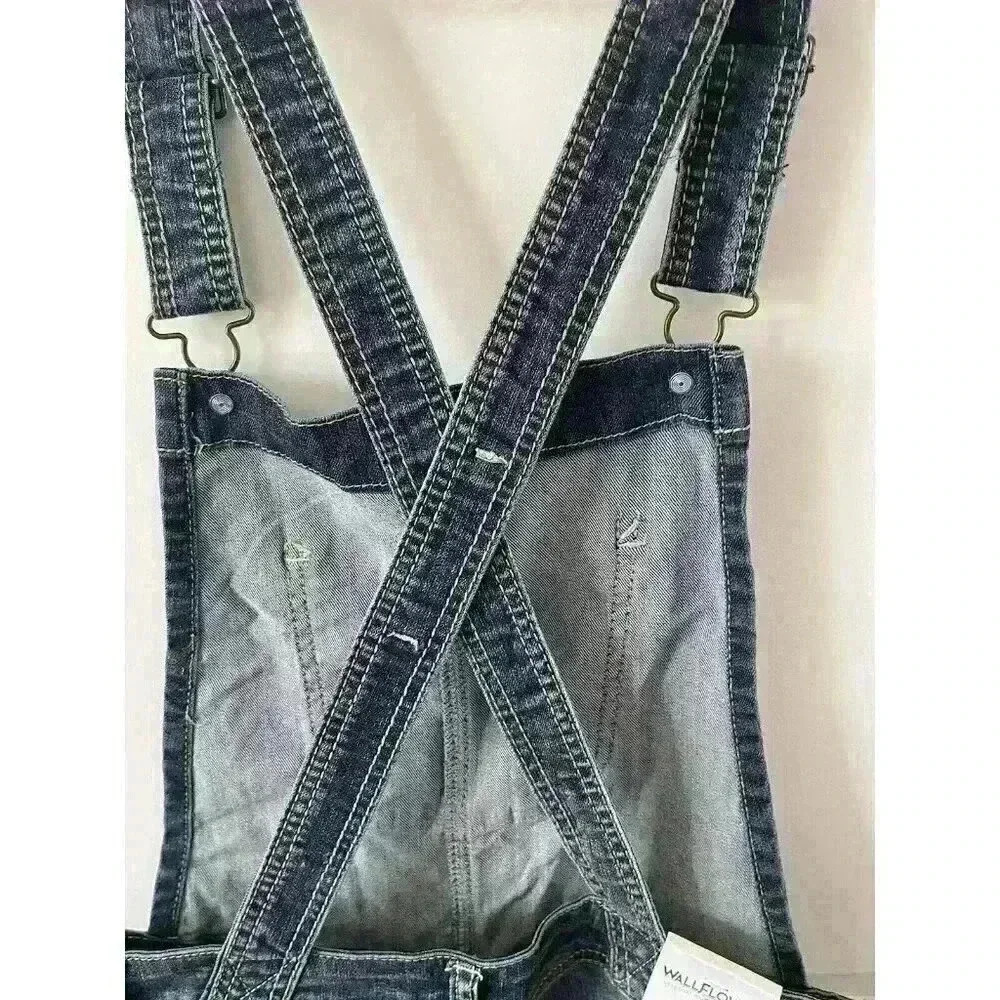 NWT Wallflower Overalls Women's size M The Tomboy Ankle Bib Dark Blue Stretch - Picture 5 of 7